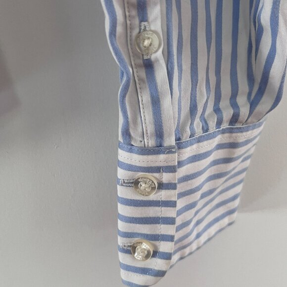 Size 10, Vineyard Vines Blue White Striped Button-Up Shirt - Picture 3 of 6